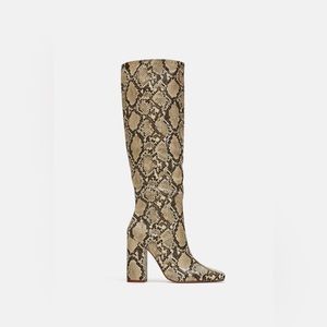 Zara Snakeskin Heeled Boots